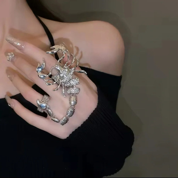 Scorpio Momento Mori Silver Plated Retro Ring - Picture 5 of 14